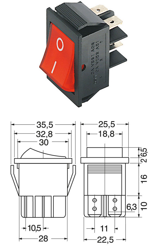 Interruttore a bilanciere 16A 250VAC 20A 125VAC KCD4