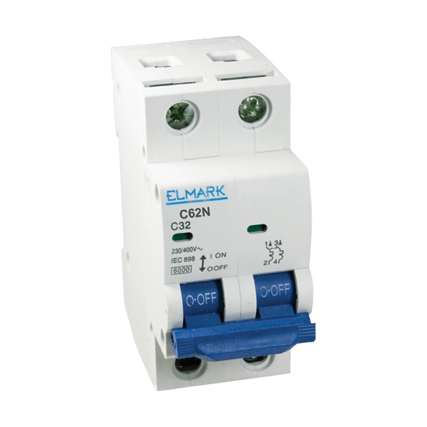 INTERRUTTORE AUTOMATICO C62N 6A 2P 6kA CURVE C magnetotermico Eco