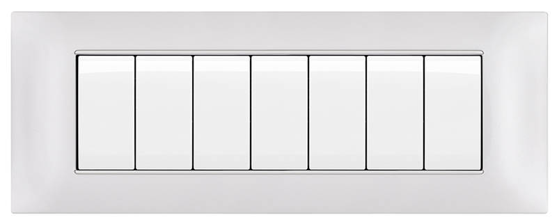 Placca Tecnopolimero T2-Gem M6007-01 7P Compatibile Vimar Plana