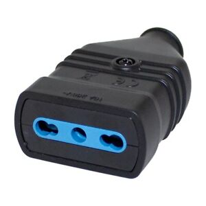 Ecova Presa Bipasso 10/16A 2P+T IP44 in Gomma Antispruzzo con Uscita Cavo Dritta Colore Nero - mod. 33201