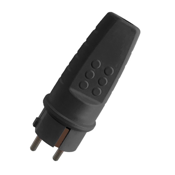 SPINA SCHUKO IN GOMMA 16A NERO MASCHIO
