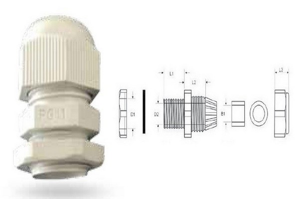 PRESSACAVO NYLON Ø12.1-H1.5 IP67 RAL7035