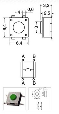 MINI PULSANTE SMD PER TELEC. 6,4